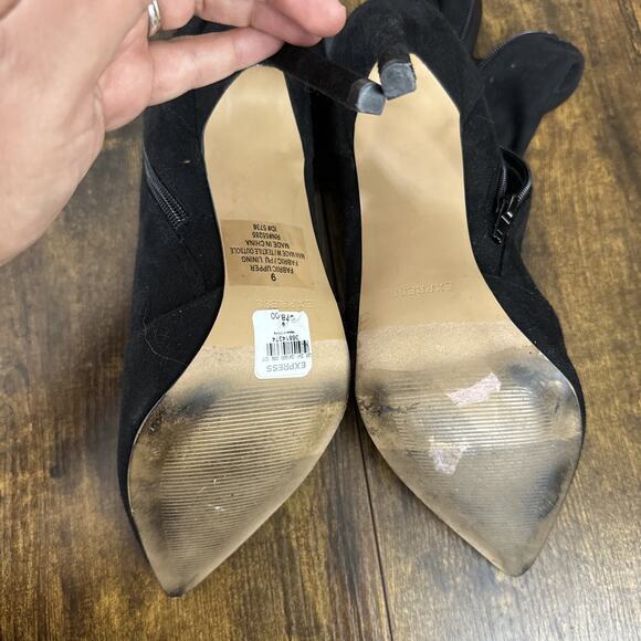 EXPRESS Women 3” Stiletto Heel Faux Suede Bootie Ankle Pointed Toe Size 9 - Picture 6 of 6